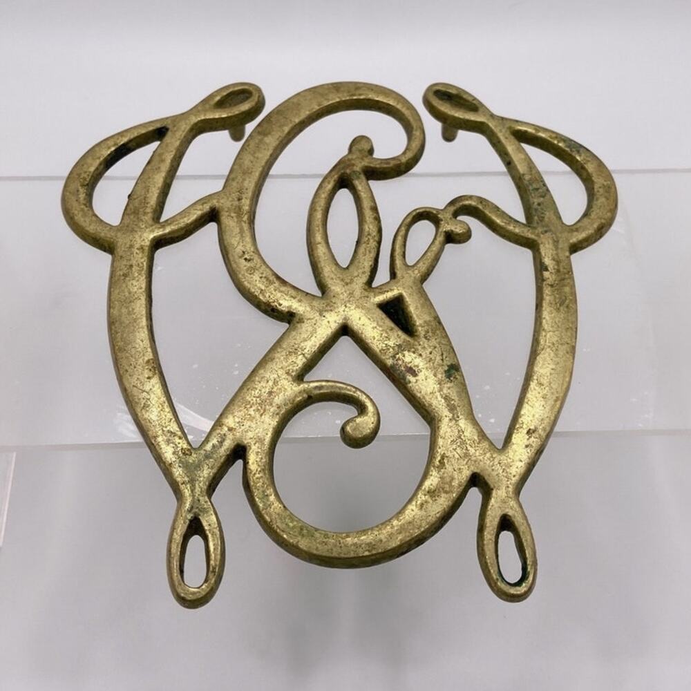 Vintage George Washington Cipher Trivet VA Metalcrafters Brass Colonial
